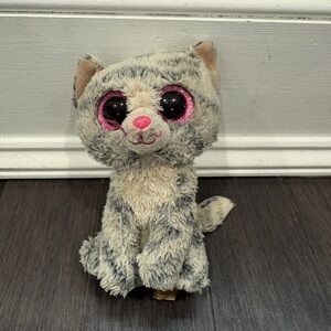 Ty Beanie Baby Kiki the Cat Stuffed Animal Gray Cat with Pink Accents Girls Kids